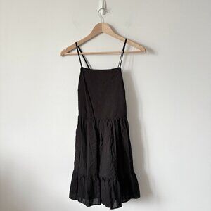 Aritzia Sunday Best Cotton Tiered Dress Black Size Medium